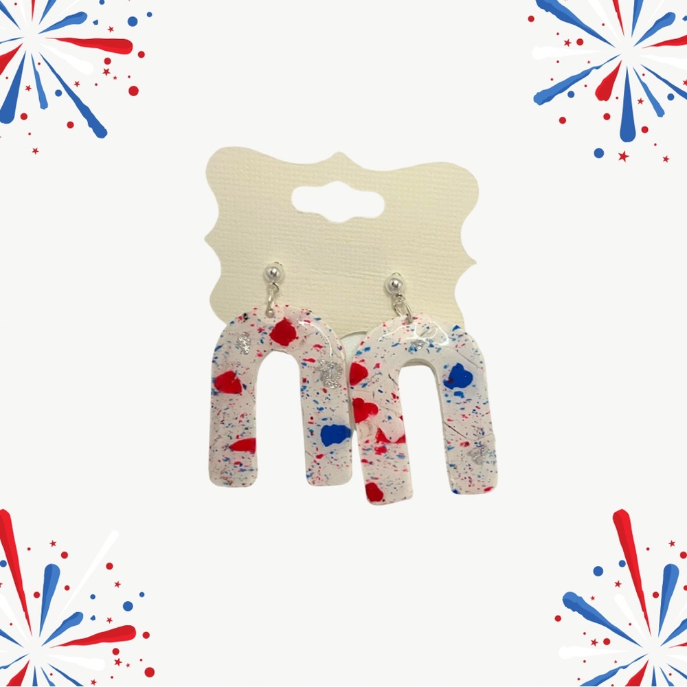 Fourth of July polymer clay earring